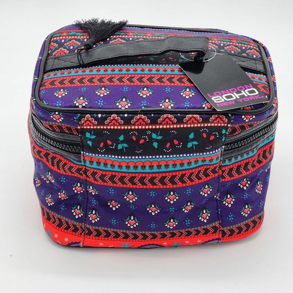 Soho Beauty Paisley Red Purple Makeup Storage Bag - Picture 4 of 12